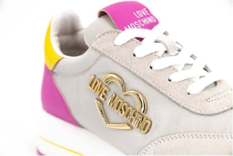 Love Moschino Multicolor leren sneakers met technische stof en su?de inzetstukken Meerkleurig Dames