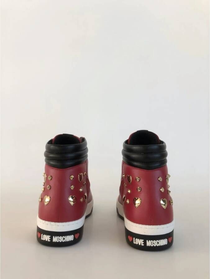 Love Moschino Leren sneakers met tweekleurige rubberen zool Rood Dames