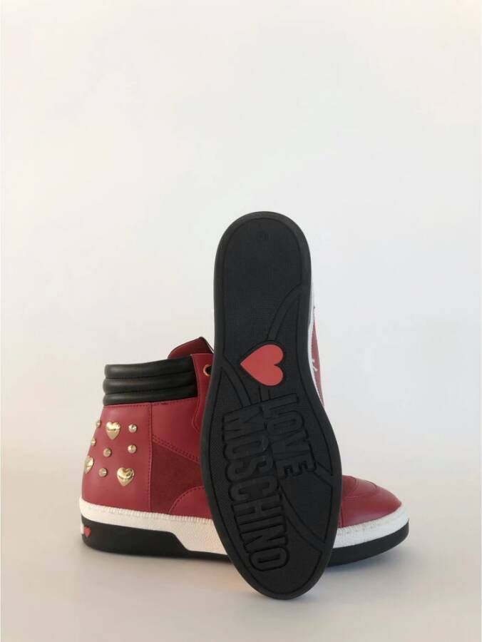 Love Moschino Leren sneakers met tweekleurige rubberen zool Rood Dames