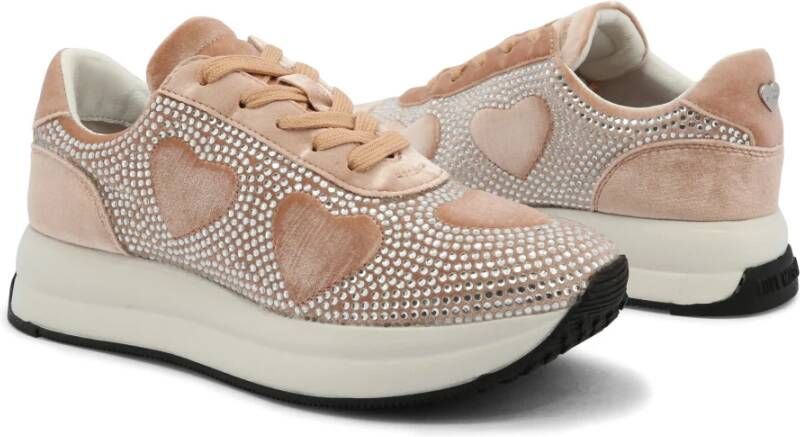 Love Moschino Dames Velvet Glitter Sneakers Roze Dames