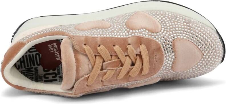 Love Moschino Dames Velvet Glitter Sneakers Roze Dames