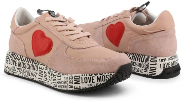 Love Moschino Leren Sneakers voor Lente Zomer Dames Roze Dames