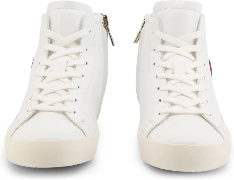 Love Moschino Dames Leren Sneakers met Geborduurde Details Wit Dames