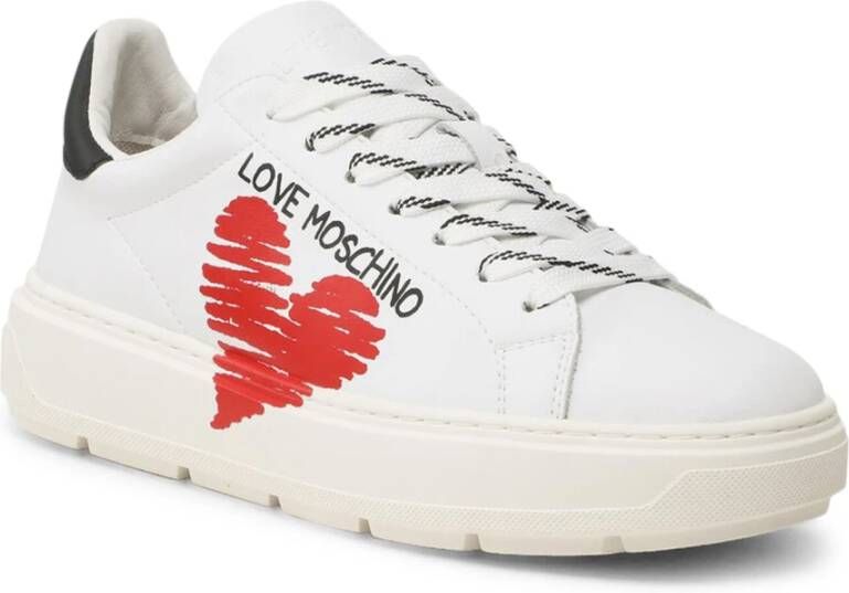 Love Moschino Dames Leren Sneakers Lente Zomer Collectie Wit Dames