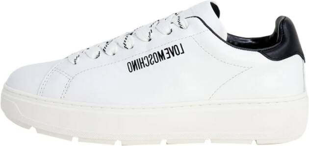 Love Moschino Trendy Witte Leren Sneakers Wit Dames