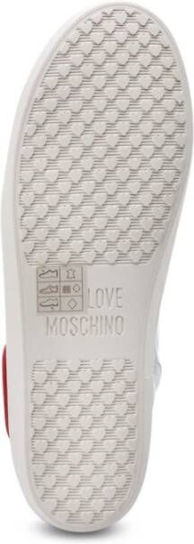 Love Moschino Witte Leren Sneakers met 2 cm Hak Wit Dames