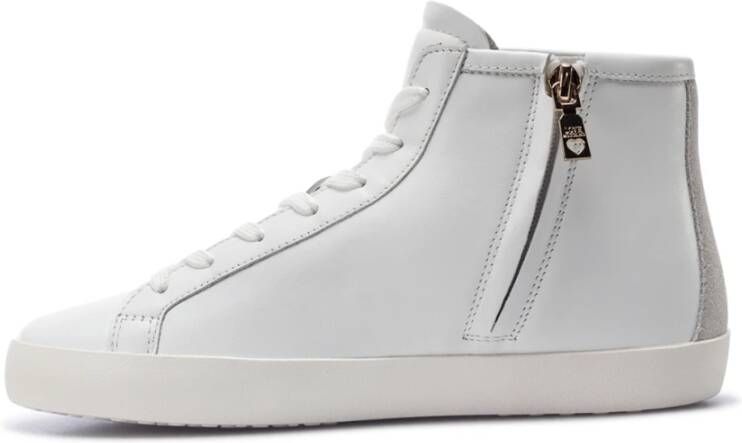 Love Moschino Witte Leren Sneakers met 2 cm Hak Wit Dames