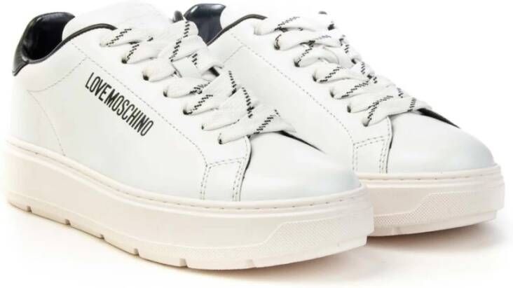 Love Moschino Leren sneakers met logo-detail Wit Dames