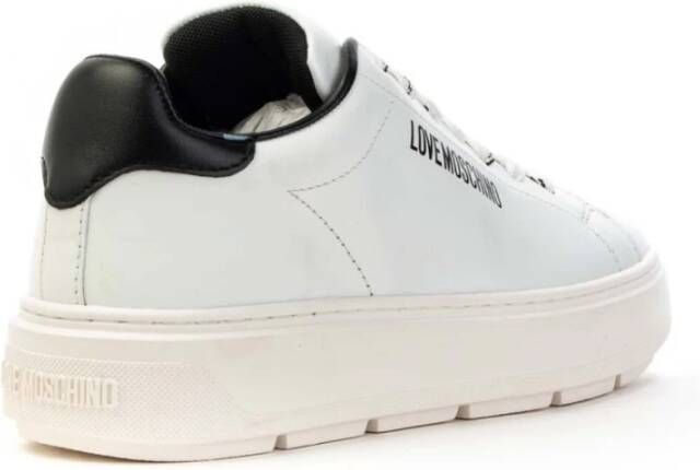 Love Moschino Leren sneakers met logo-detail Wit Dames