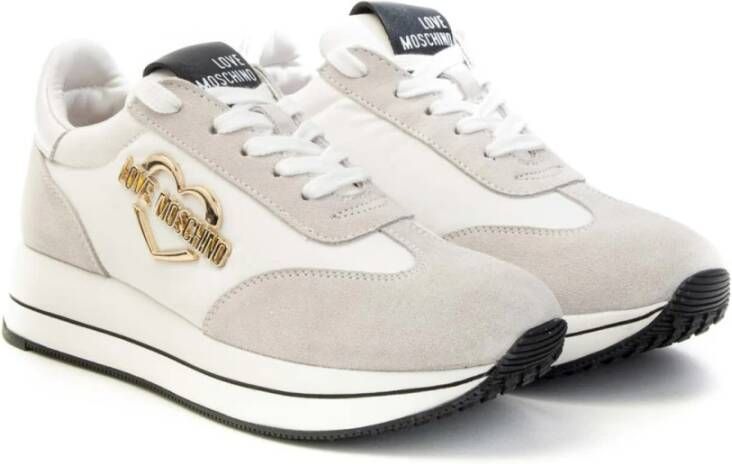 Love Moschino Nylon Sneakers met Hart Logo Wit Dames