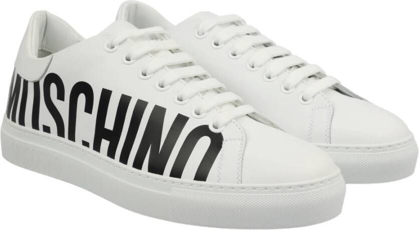 Moschino men s schoenen leather trainers sneakers Wit Heren