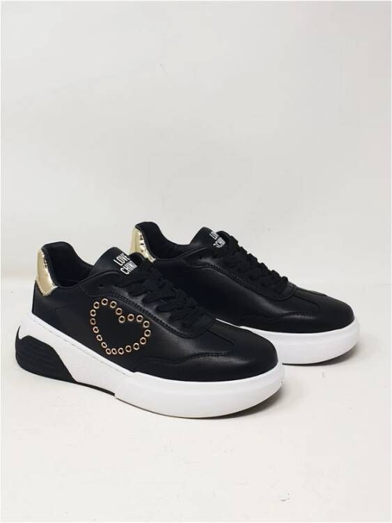 Love Moschino Zwarte Leren Sneakers voor Dames Zwart Dames