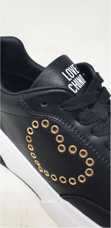 Love Moschino Zwarte Leren Sneakers voor Dames Zwart Dames
