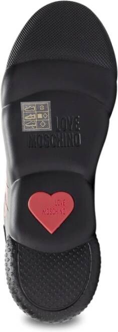 Love Moschino Zwarte Leren Sneakers met 4 cm Hak Zwart Dames