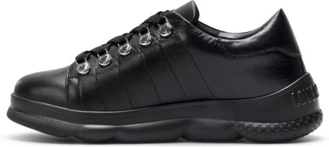 Love Moschino Zwarte Leren Sneakers met 4 cm Hak Zwart Dames