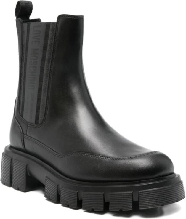 Love Moschino Stijlvolle Nero Enkellaarzen Aw25