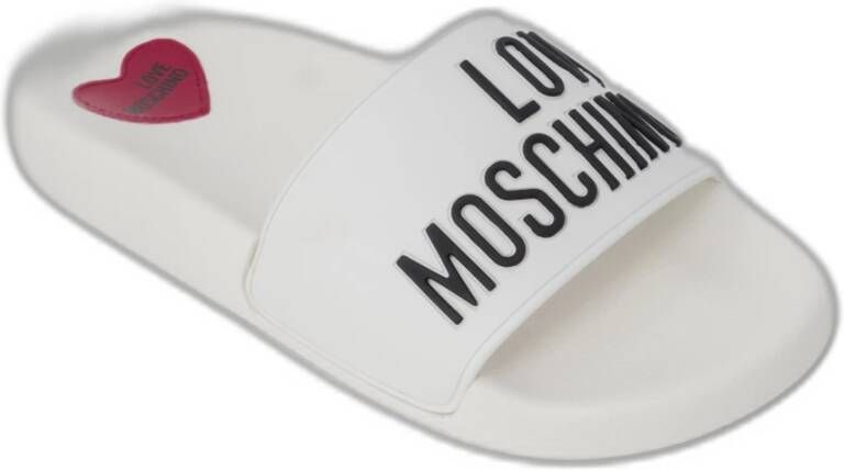 Love Moschino Witte rubberen zool slippers White Dames