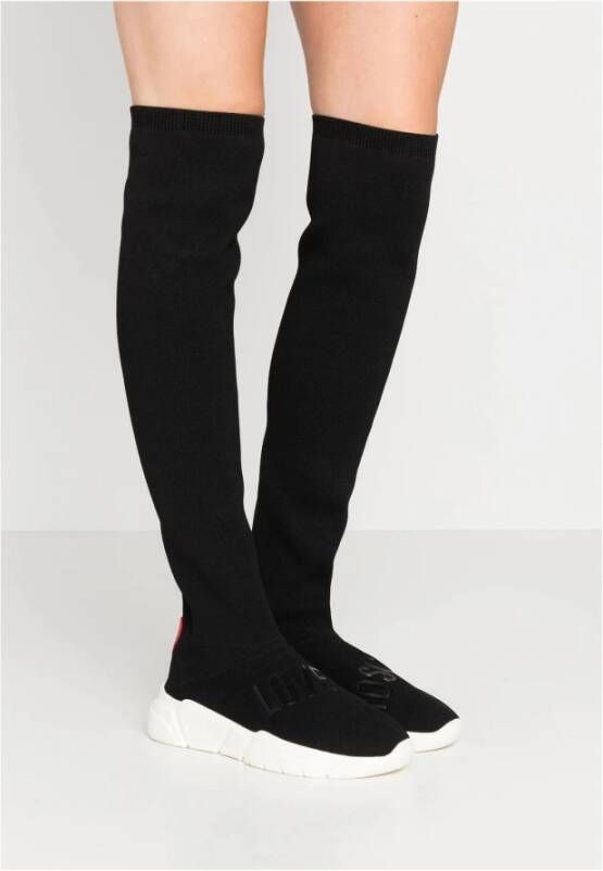 Love Moschino Zwarte Gebreide Soklaarzen Model Azura5684 Black Dames
