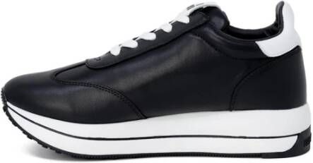 Love Moschino Zwarte Leren Heart Logo Sneakers
