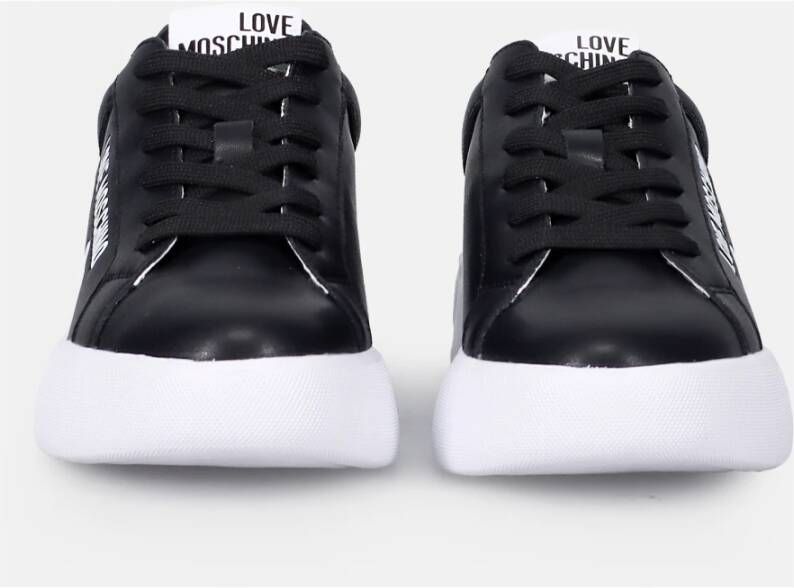 Love Moschino Zwarte Leren Sneakers voor Stijlvol Comfort Zwart Dames