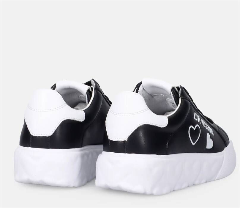 Love Moschino Zwarte Leren Sneakers voor Stijlvol Comfort Zwart Dames