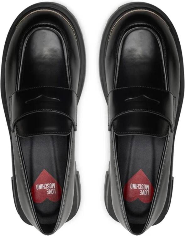 Love Moschino Zwarte platte schoenen Moderne stijl Black Dames