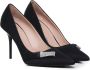 Love Moschino Zwarte Satijnen Platte Schoenen met Fettuccine Decoratie Black Dames - Thumbnail 4