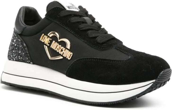 Love Moschino Zwarte Sneakers met Gouden Logo Black Dames