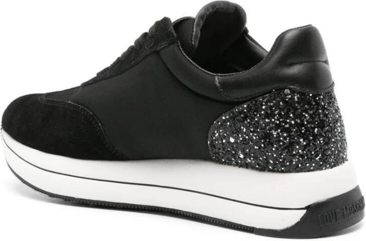 Love Moschino Zwarte Sneakers met Gouden Logo Black Dames