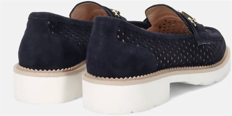 Luca Grossi Blauwe Geperforeerde Suède Mocassin Schoenen Blue Dames