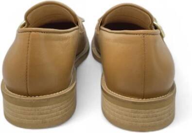 Luca Grossi Bruin Leren Platte Schoenen met Gesp