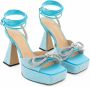 Mach & Mach Blauwe Kristal Plateau Sandalen met Dubbele Strik Blue Dames - Thumbnail 3