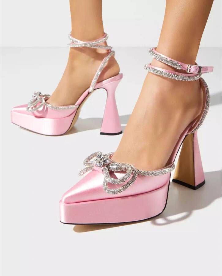 Mach & Mach Crystal Bow Platform Pumps