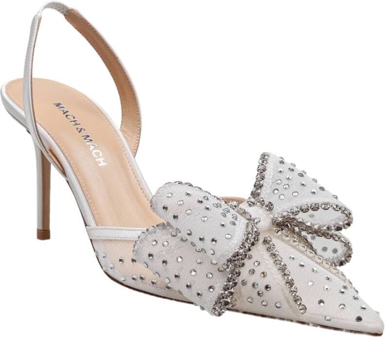 Mach & Mach Kristal Mesh Slingback Hakken White Dames