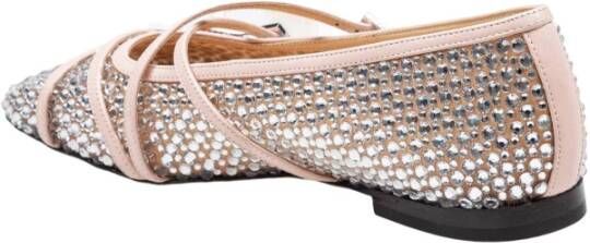 Mach&Mach Ballet Flats With Crystal Embellishment And Adjust in beige