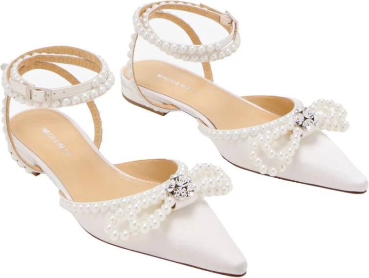 Mach & Mach Witte platte schoenen leer satijn