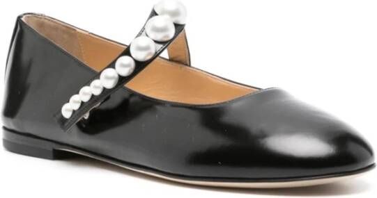 Mach & Mach Zwarte ballerina schoenen met nep parels Black Dames