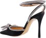 Mach & Mach Zwarte Satijnen Slingback Pumps met Strass Black Dames - Thumbnail 3