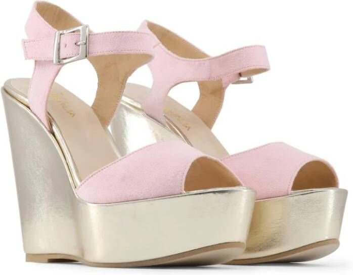 Made in Italia Eco-Suede Sleehak Sandalen met Enkelband