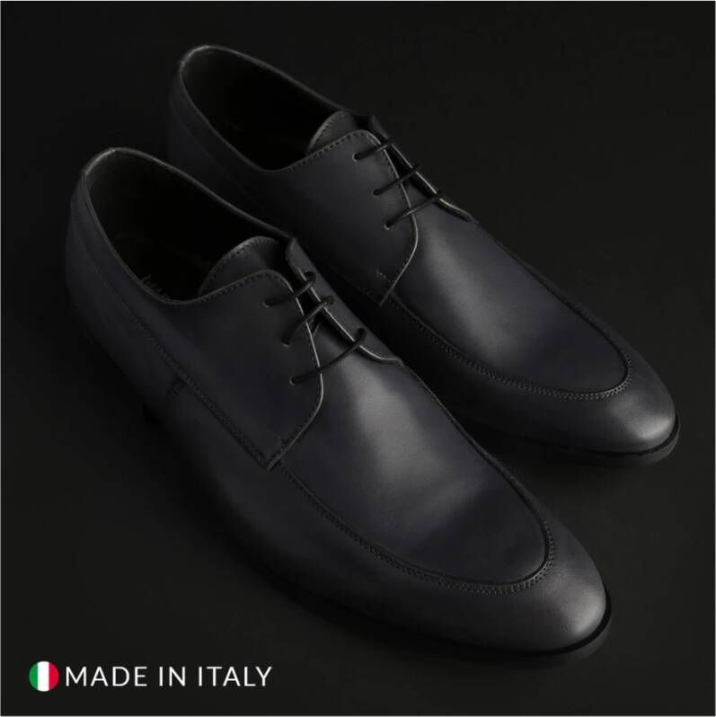 Made in Italia Laser Openwork Leren Veterschoenen Gray Heren