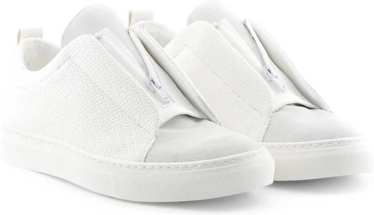 Made in Italia Leren Sneakers met Ritsdetail White Heren