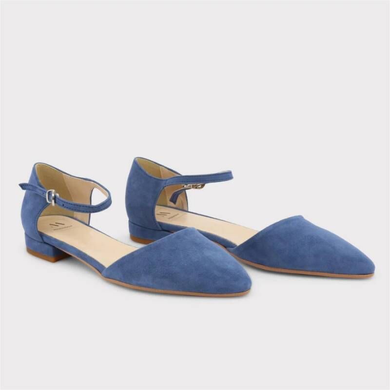 Made in Italia Suede Enkelband Ballet Flats Blue Dames