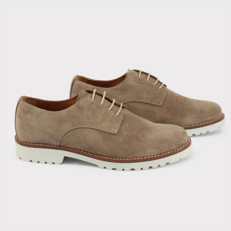 Made in Italia Suède Veterschoenen met Ronde Neus Brown Dames