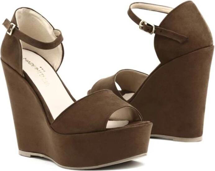 Made in Italia Verstelbare Enkelband Wig Sandalen Brown Dames
