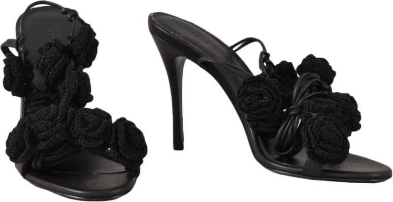Magda Butrym Leren sandaal met viscose en katoen Black Dames
