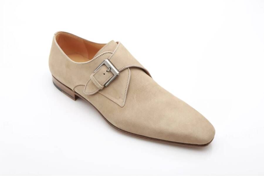 Magnanni Beige Suede Monk Strap Schoen Beige Heren