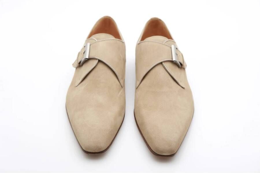 Magnanni Beige Suede Monk Strap Schoen Beige Heren