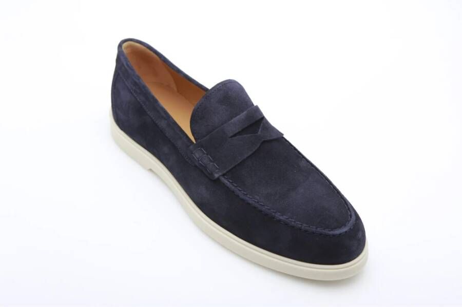 Magnanni Blauwe Suede Penny Loafer Blue Heren