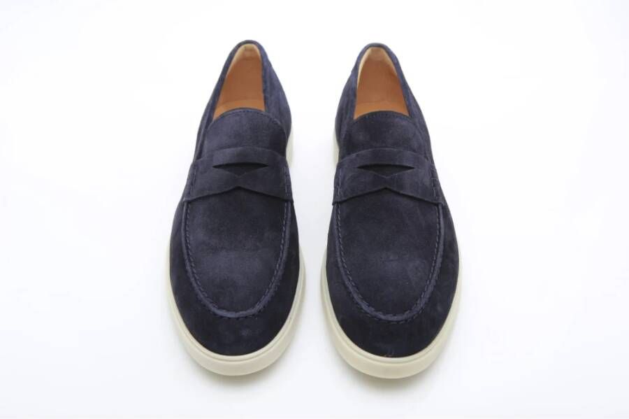 Magnanni Blauwe Suede Penny Loafer Blue Heren