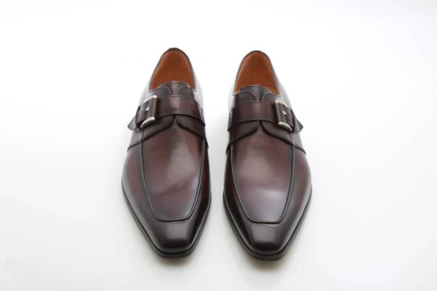 Magnanni Handgemaakte Cognac Monk Strap Schoen Brown Heren